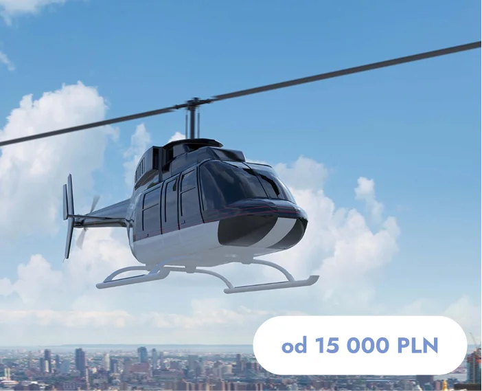 Luksusowa usługa transferu helikopterem oferująca ekskluzywne podróże powietrzne i malownicze widoki na miasto.